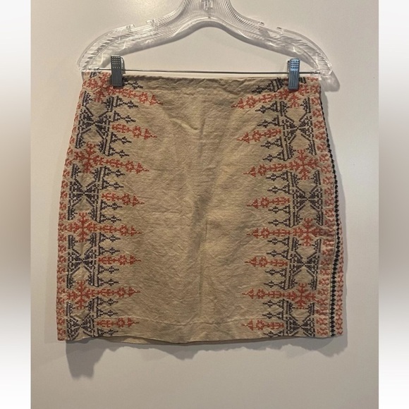 Ann Taylor Loft Aztec‎ Embroidered Linen Cotton Blend Skirt Womens Size 8 (1537) - Picture 2 of 5